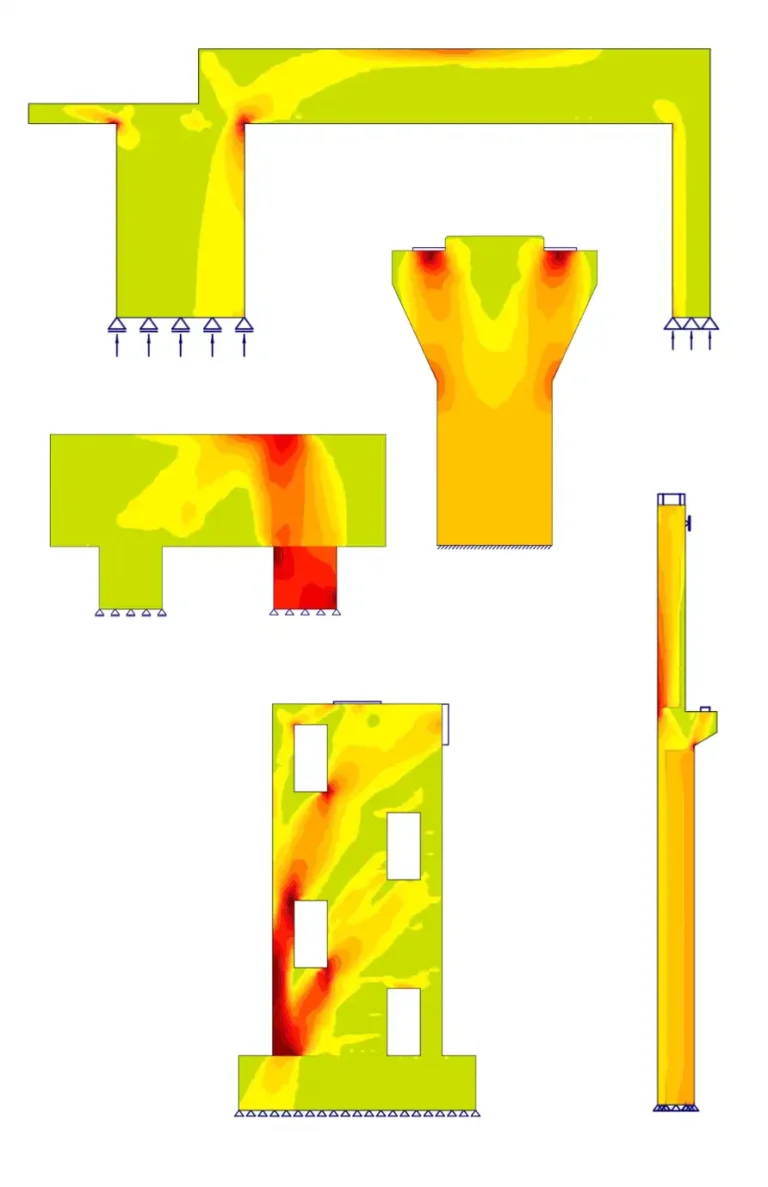 Illustration Diskontinuitätsbereiche angezeigt von IDEA StatiCa App